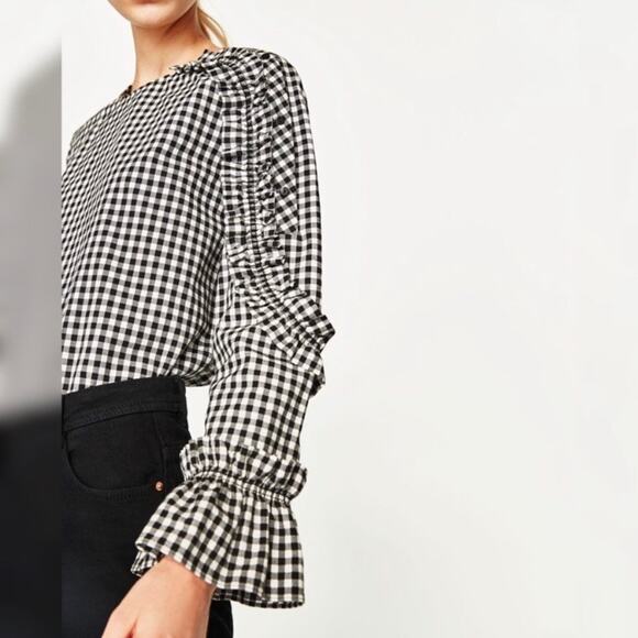 Zara Trafaluc Colelction Gingham Blouse - Picture 2 of 9